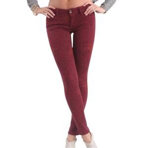 Bullhead Black Leopard Print Skinny Jeans Size 5 Red Pink Y2K Mob Wife Statement